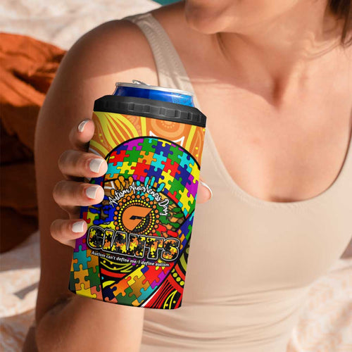 Autism Awareness Australia GWS Giants 4 in 1 Can Cooler Tumbler Aboriginal Indigenous Art