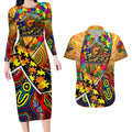 Autism Awareness Australia GWS Giants Couples Matching Long Sleeve Bodycon Dress and Hawaiian Shirt Aboriginal Indigenous Art