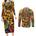 Autism Awareness Australia GWS Giants Couples Matching Long Sleeve Bodycon Dress and Long Sleeve Button Shirt Aboriginal Indigenous Art