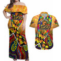 Autism Awareness Australia GWS Giants Couples Matching Off Shoulder Maxi Dress and Hawaiian Shirt Aboriginal Indigenous Art