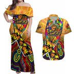 Autism Awareness Australia GWS Giants Couples Matching Off Shoulder Maxi Dress and Hawaiian Shirt Aboriginal Indigenous Art