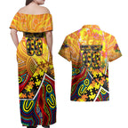 Autism Awareness Australia GWS Giants Couples Matching Off Shoulder Maxi Dress and Hawaiian Shirt Aboriginal Indigenous Art