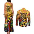 Autism Awareness Australia GWS Giants Couples Matching Tank Maxi Dress and Long Sleeve Button Shirt Aboriginal Indigenous Art