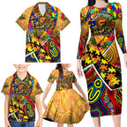 Autism Awareness Australia GWS Giants Family Matching Long Sleeve Bodycon Dress and Hawaiian Shirt Aboriginal Indigenous Art