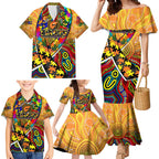 Autism Awareness Australia GWS Giants Family Matching Mermaid Dress and Hawaiian Shirt Aboriginal Indigenous Art