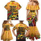 Autism Awareness Australia GWS Giants Family Matching Mermaid Dress and Hawaiian Shirt Aboriginal Indigenous Art