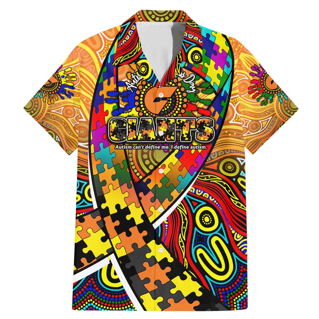 Autism Awareness Australia GWS Giants Family Matching Mermaid Dress and Hawaiian Shirt Aboriginal Indigenous Art