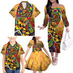 Autism Awareness Australia GWS Giants Family Matching Off The Shoulder Long Sleeve Dress and Hawaiian Shirt Aboriginal Indigenous Art