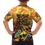 Autism Awareness Australia GWS Giants Family Matching Off The Shoulder Long Sleeve Dress and Hawaiian Shirt Aboriginal Indigenous Art