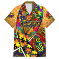 Autism Awareness Australia GWS Giants Family Matching Off The Shoulder Long Sleeve Dress and Hawaiian Shirt Aboriginal Indigenous Art