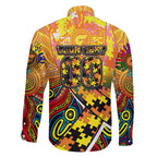 Autism Awareness Australia GWS Giants Family Matching Off The Shoulder Long Sleeve Dress and Hawaiian Shirt Aboriginal Indigenous Art