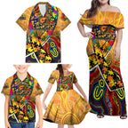 Autism Awareness Australia GWS Giants Family Matching Off Shoulder Maxi Dress and Hawaiian Shirt Aboriginal Indigenous Art