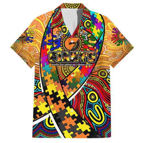 Autism Awareness Australia GWS Giants Family Matching Off Shoulder Maxi Dress and Hawaiian Shirt Aboriginal Indigenous Art