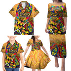 Autism Awareness Australia GWS Giants Family Matching Puletasi and Hawaiian Shirt Aboriginal Indigenous Art