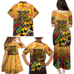 Autism Awareness Australia GWS Giants Family Matching Puletasi and Hawaiian Shirt Aboriginal Indigenous Art