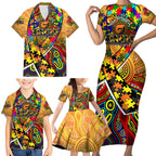 Autism Awareness Australia GWS Giants Family Matching Short Sleeve Bodycon Dress and Hawaiian Shirt Aboriginal Indigenous Art