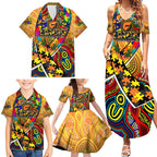 Autism Awareness Australia GWS Giants Family Matching Summer Maxi Dress and Hawaiian Shirt Aboriginal Indigenous Art