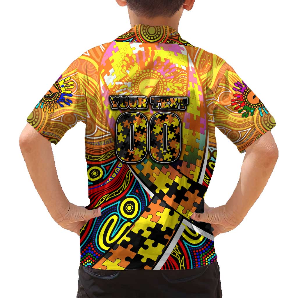 Autism Awareness Australia GWS Giants Family Matching Summer Maxi Dress and Hawaiian Shirt Aboriginal Indigenous Art