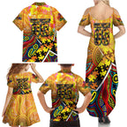 Autism Awareness Australia GWS Giants Family Matching Summer Maxi Dress and Hawaiian Shirt Aboriginal Indigenous Art