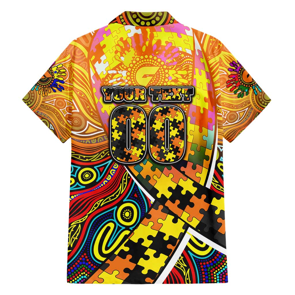 Autism Awareness Australia GWS Giants Hawaiian Shirt Aboriginal Indigenous Art