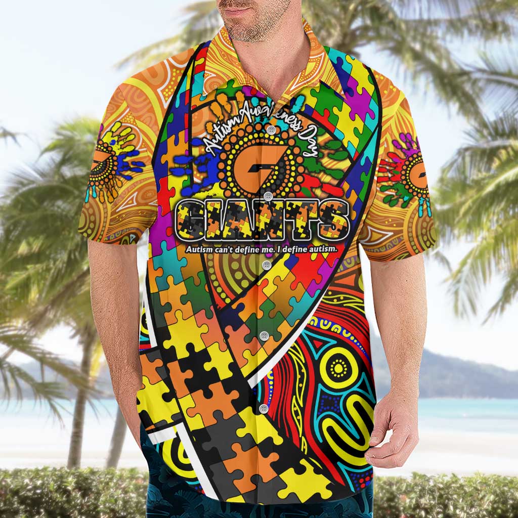 Autism Awareness Australia GWS Giants Hawaiian Shirt Aboriginal Indigenous Art