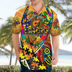 Autism Awareness Australia GWS Giants Hawaiian Shirt Aboriginal Indigenous Art