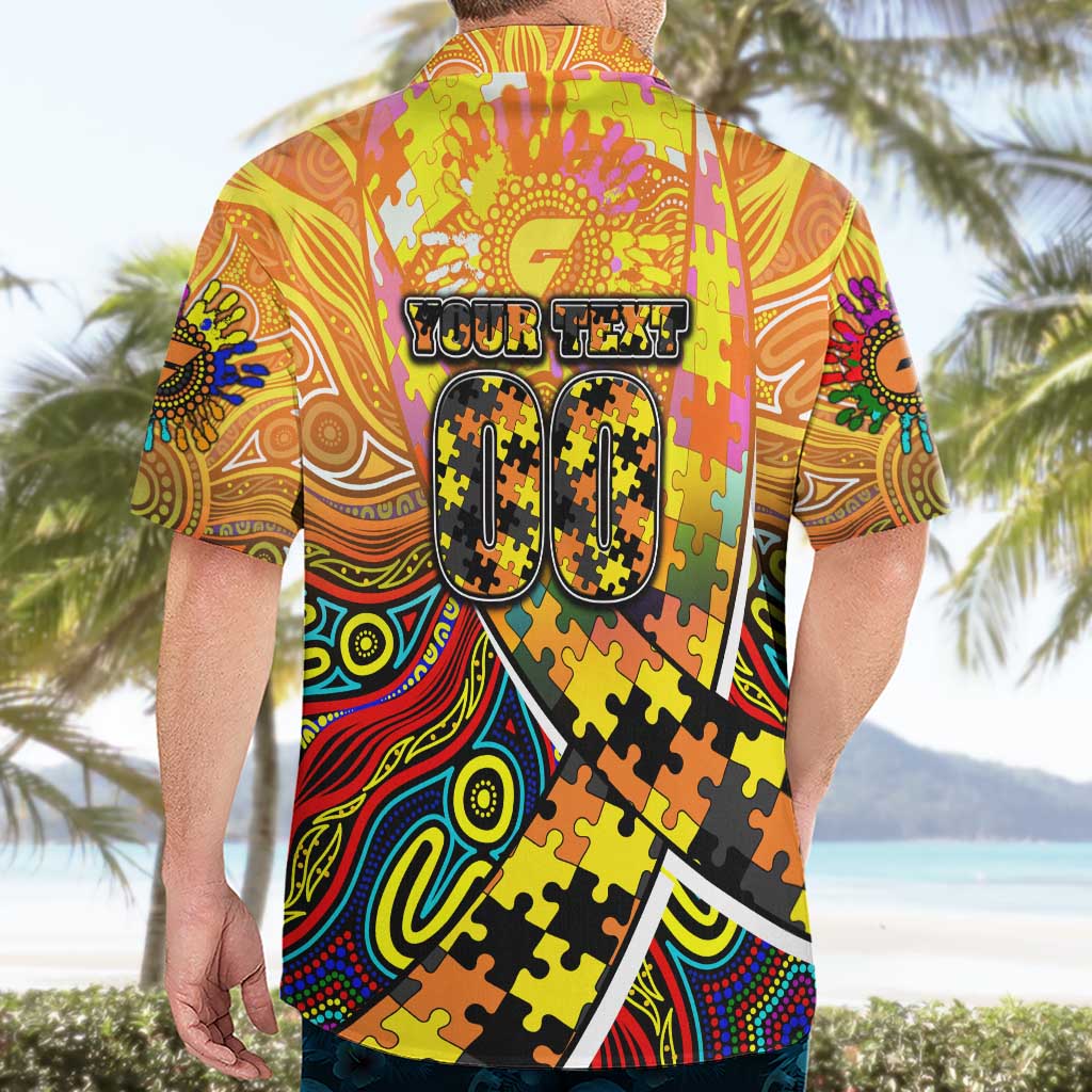 Autism Awareness Australia GWS Giants Hawaiian Shirt Aboriginal Indigenous Art