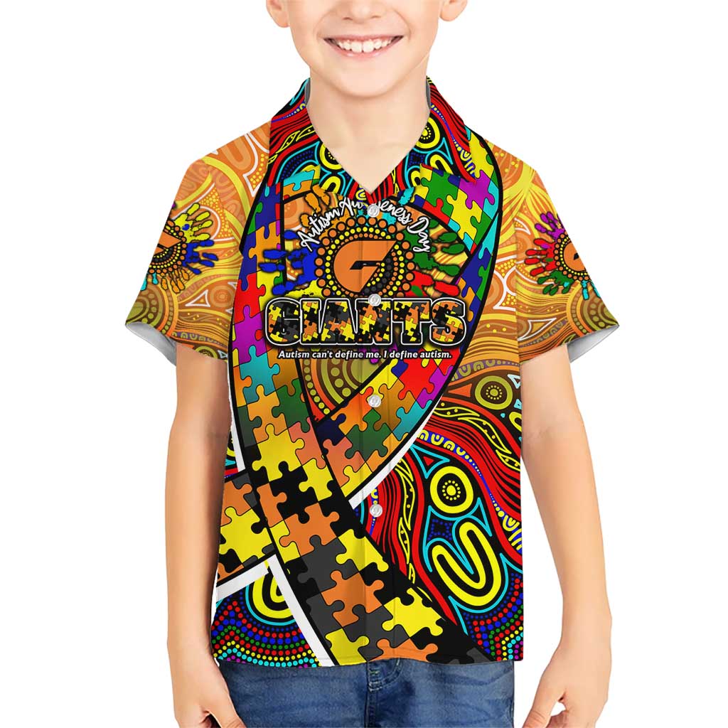 Autism Awareness Australia GWS Giants Hawaiian Shirt Aboriginal Indigenous Art