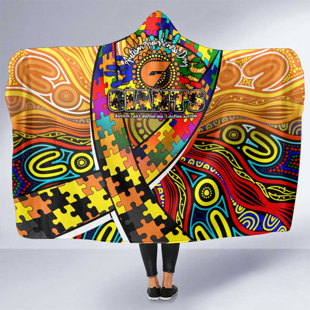 Autism Awareness Australia GWS Giants Hooded Blanket Aboriginal Indigenous Art