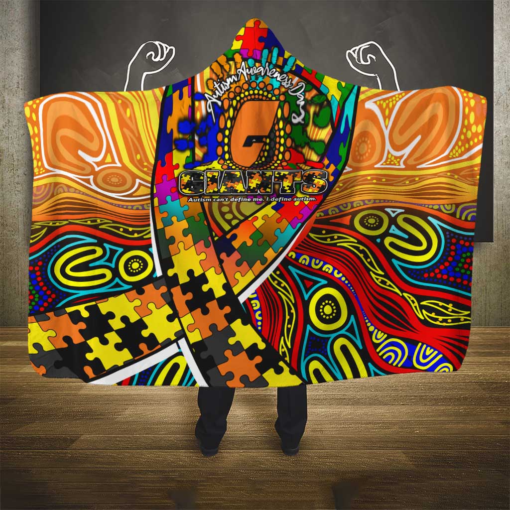 Autism Awareness Australia GWS Giants Hooded Blanket Aboriginal Indigenous Art