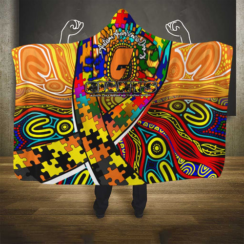 Autism Awareness Australia GWS Giants Hooded Blanket Aboriginal Indigenous Art