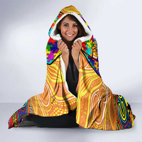 Autism Awareness Australia GWS Giants Hooded Blanket Aboriginal Indigenous Art