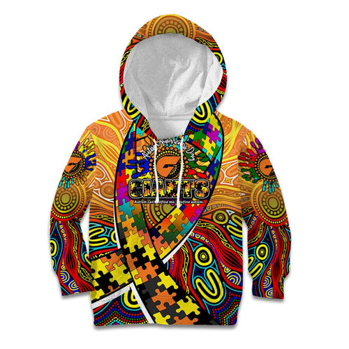Autism Awareness Australia GWS Giants Kid Hoodie Aboriginal Indigenous Art