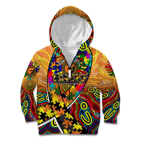 Autism Awareness Australia GWS Giants Kid Hoodie Aboriginal Indigenous Art