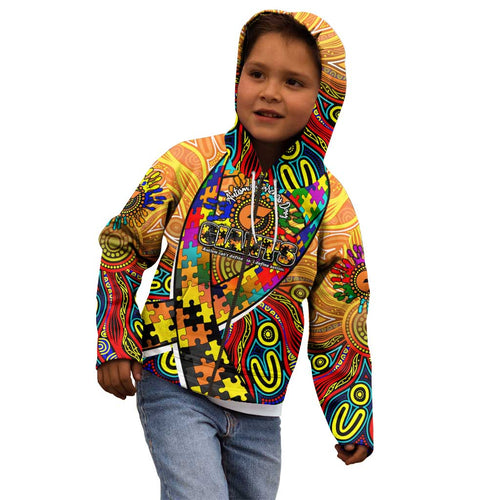 Autism Awareness Australia GWS Giants Kid Hoodie Aboriginal Indigenous Art