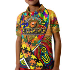 Autism Awareness Australia GWS Giants Kid Polo Shirt Aboriginal Indigenous Art