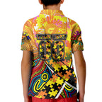 Autism Awareness Australia GWS Giants Kid Polo Shirt Aboriginal Indigenous Art