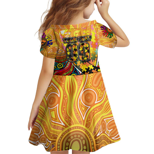 Autism Awareness Australia GWS Giants Kid Short Sleeve Dress Aboriginal Indigenous Art