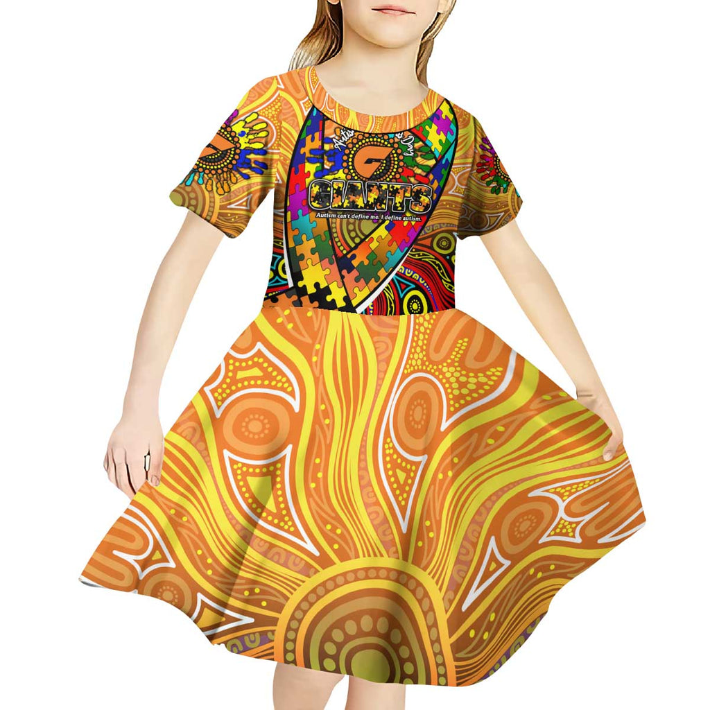 Autism Awareness Australia GWS Giants Kid Short Sleeve Dress Aboriginal Indigenous Art