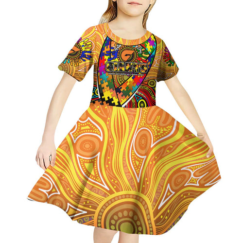 Autism Awareness Australia GWS Giants Kid Short Sleeve Dress Aboriginal Indigenous Art