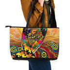 Autism Awareness Australia GWS Giants Leather Tote Bag Aboriginal Indigenous Art