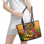 Autism Awareness Australia GWS Giants Leather Tote Bag Aboriginal Indigenous Art