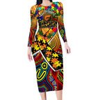 Autism Awareness Australia GWS Giants Long Sleeve Bodycon Dress Aboriginal Indigenous Art