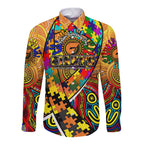 Autism Awareness Australia GWS Giants Long Sleeve Button Shirt Aboriginal Indigenous Art