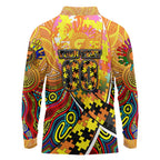 Autism Awareness Australia GWS Giants Long Sleeve Polo Shirt Aboriginal Indigenous Art