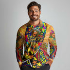 Autism Awareness Australia GWS Giants Long Sleeve Polo Shirt Aboriginal Indigenous Art