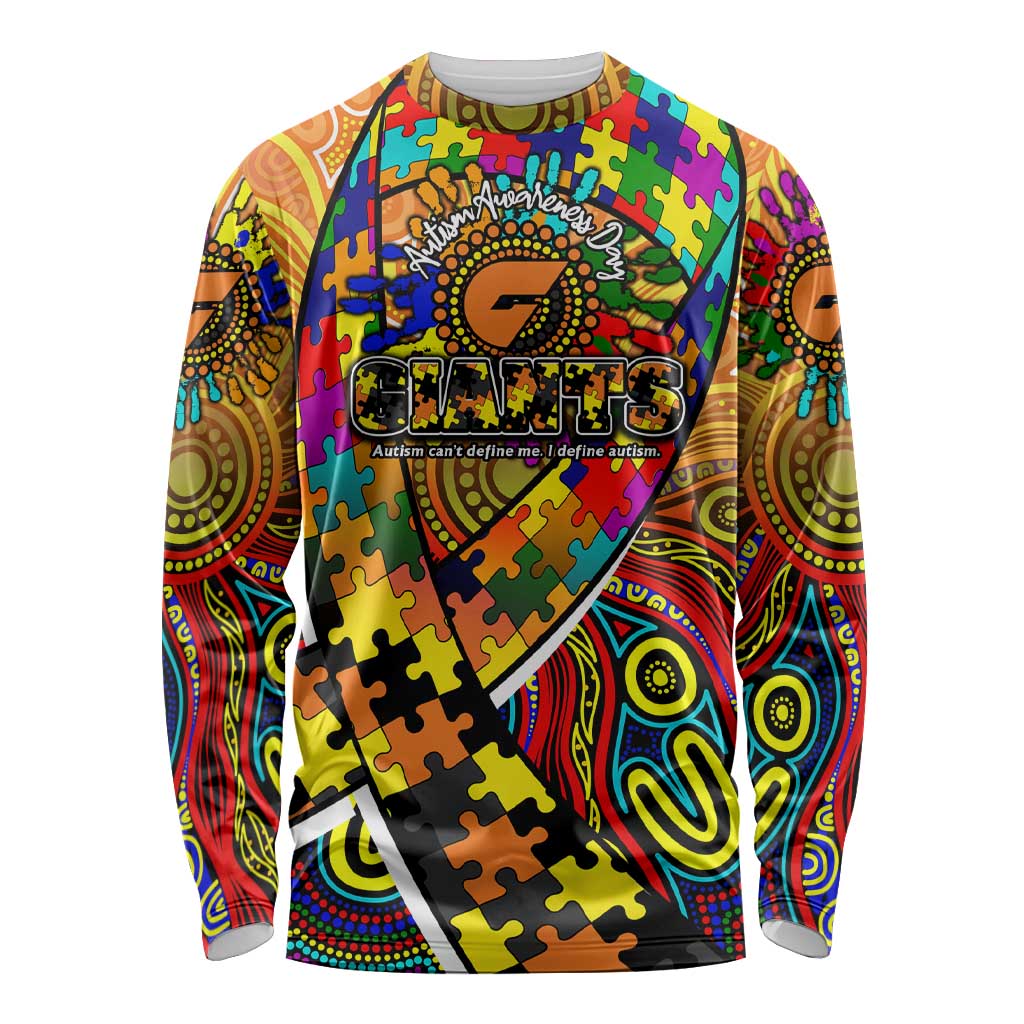 Autism Awareness Australia GWS Giants Long Sleeve Shirt Aboriginal Indigenous Art