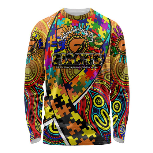 Autism Awareness Australia GWS Giants Long Sleeve Shirt Aboriginal Indigenous Art