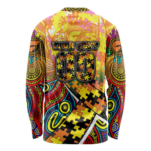 Autism Awareness Australia GWS Giants Long Sleeve Shirt Aboriginal Indigenous Art
