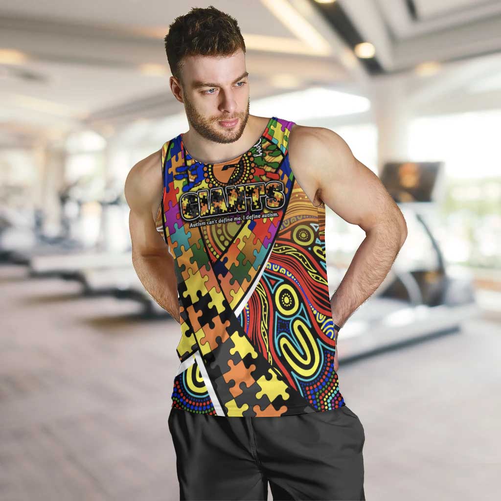 Autism Awareness Australia GWS Giants Men Tank Top Aboriginal Indigenous Art